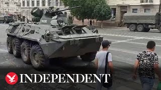 Military vehicles on streets of Russias RostovonDon [upl. by Eendys]