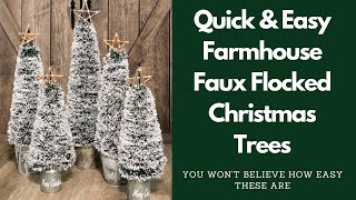 DIY Farmhouse Faux Flocked Christmas Trees  Without Any Mess  Genius [upl. by Esor]