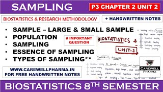 Sampling  Sample  Types of Sampling  Probability ch2 Unit 2  Biostatistics 8th Semester [upl. by Story]