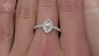 Marquise Diamond Engagement Ring Halo Pave Set in 9K White Gold  E5034 [upl. by Ailbert723]