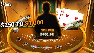 250 TO 1000 ON BLACKJACK CHALLENGE [upl. by Mccoy]