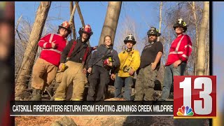 Catskill firefighters return from fighting Jennings Creek wildfire [upl. by Ahsikyt]