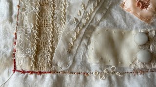 Stitching a Border Sampler to my Snippet Cloth [upl. by Nolana660]