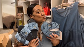 Coach Triple Quilted DENIM Unboxing  Heart bag Holly sandals amp Card case [upl. by Meill969]