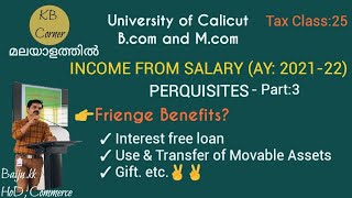 Perk3 Fringe BenefitsIncome Tax ay202122McomBcomCACMA മലയാളത്തിൽ [upl. by Benilda]