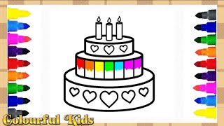 How to Draw a cute Cake Drawing for kids step by step [upl. by Suivatram]