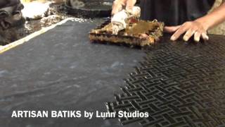 How Batiks Are Made  Stamping wax on fabric [upl. by Eidur]