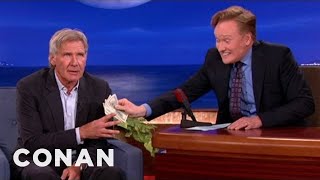 Harrison Ford Spills quotStar Warsquot Spoilers For 1000  CONAN on TBS [upl. by Notrub]