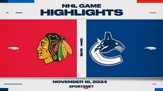 NHL Highlights  Blackhawks vs Canucks  November 16 2024 [upl. by Skippie]