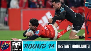 Munster v Ospreys  Instant Highlights  Round 14  URC 202223 [upl. by Pravit]