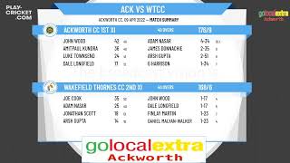 ECB Friendly  Ackworth CC 1st XI v Wakefield Thornes CC 2nd XI [upl. by Dumah]