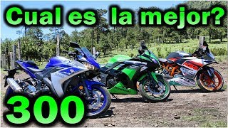 Yamaha R3 VS KTM RC 390 VS Kawasaki NINJA 300 CUAL COMPRAR  BLITZ RIDER REVIEW [upl. by Aryahay]