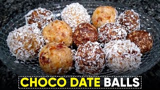 Chocolate Coconut Date Balls Recipe  Banana Date Balls  Healthy Protein Balls with Dates [upl. by Atinuahs287]