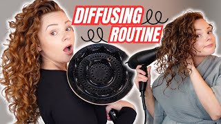 UPDATED DIFFUSING ROUTINE  BEST DIFFUSER FOR WAVY CURLY HAIR [upl. by Mccully791]