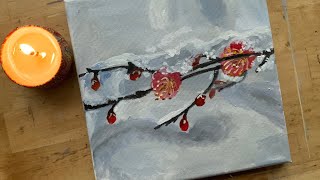 Easy Acrylic Painting Tutorial Cherry Blossomy  Michelle Art 81 [upl. by Tjaden]