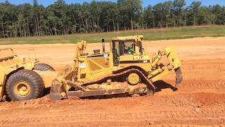 Cat D8T Dozer Plowing Cat 621G Scrapers [upl. by Cesaria]