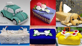 Most stylish and trendy crochet tissue box cover designs 2k20  amazing new ideas [upl. by Tnahsin]