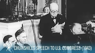 Sir Winston Churchills Fighting Speech To US Congress 1943  British Pathé [upl. by Artim]