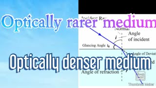 What is Optically rarer and optically denser medium  Cause of Refraction  Advance Learners [upl. by Bihas]