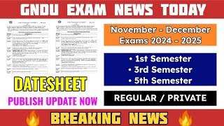 Gndu Exam News Today 😱 Datesheet 2024 Publish Update  1st  3rd  5th Semester  Gndu Latest Update [upl. by Cindra]