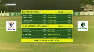 CSA Provincial T20 KnockOut Challenge  Limpopo Impalas vs SGG Garden Route Badgers [upl. by Obadias]