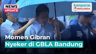 Momen Gibran Hujanhujanan dan Nyeker saat Kampanye Akbar di GBLA Bandung [upl. by Frazier48]