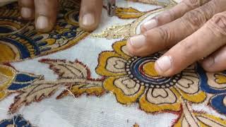 Kalamkari Aplic work on a Kerala Saree [upl. by Weir]