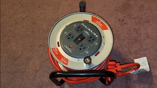 Costco Sale Item Review Link 2 Home 50 ft Heavy Duty Extension Cord 12 AWG 4 Outlet Socket Reel [upl. by Cleavland]