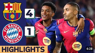 Barcelona Vs Bayern Munich 41  Full Match Highlights amp Goals  Raphinha Hattrick Champion League [upl. by Atsirhc]