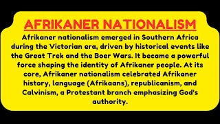 afrikaner nationalism essay [upl. by Anairdna]