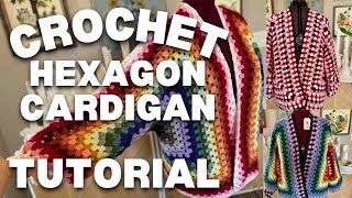 Part 1 Easy Crochet hexagon cardigan tutorial for beginners [upl. by Elma]