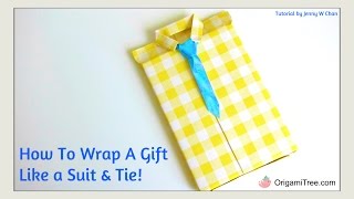 Fathers Day Crafts  Shirt Style amp Neck Tie Gift Wrapping  How to Wrap A Gift Like A Shirt amp Tie [upl. by Annoek279]