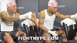 GERVONTA DAVIS GETS HANDS WRAPPED TO KO MARIO BARRIOS  BEHINDTHESCENES AT DAVIS VS BARRIOS [upl. by Marrilee438]