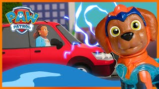 Mighty Pups Clean the Slippery Streets  PAW Patrol  Toy Play Episode for Kids [upl. by Xirtaeb]