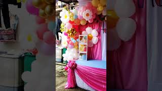 DIY BACKDROP DESIGN IDEAS BACKDROP DESIGN TUTORIAL daisy theme balloons set up [upl. by Aizti]