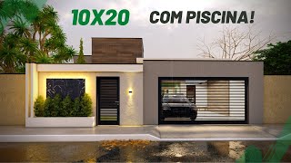 PROJETO 3D DE CASA  LOTE 10X20  PLANTA COM PISCINA  Cód 101 [upl. by Niggem]