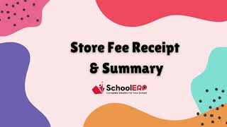 quotHow to Generate Store Fee Receipt in School ERP Softwarequot [upl. by Ludeman]