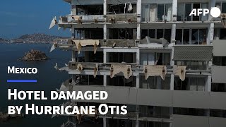 Aerial footage shows Mexican hotel devastated by hurricane  AFP [upl. by Marder]