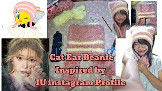 Cat Ear Beanie Crochet Tutorial Inspired by IU Instagram Profile [upl. by Dicks]