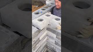 Concrete masonry corner bricks installation [upl. by Eityak74]