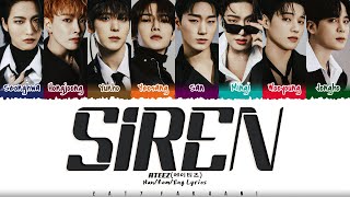 ATEEZ 에이티즈  SIREN Lyrics Color CodedHanRomEng [upl. by Aihcrop]