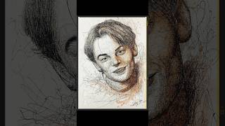 Portrait of Leonardo DiCaprio by using Scribble and watercolor shorts ytshorts art drawing [upl. by Mountfort]