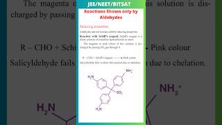 Reaction with Schiff’s reagent Reaction shown only by aldehydes  Reducing properties JEE NEET [upl. by Ettelrac907]