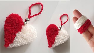 Easy Pom Pom Heart Making Idea with Fingers❤How to Make a Heart from String💯Beautiful And Easy🤍 [upl. by Sirromad]