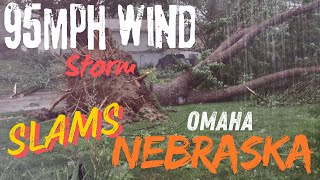 95mph Wind Topples Trees Destroys Omaha and surrounding areas Sirens Tornado [upl. by Azeria]