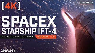 4K Watch SpaceX Starship FLIGHT 4 launch and reenter LIVE [upl. by Noitsirhc]