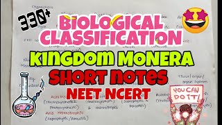 Biological classification chapter 2 class 11th NCERT BIOLOGY Short Notes KINGDOM MONERA NEETAIIMS [upl. by Egief283]