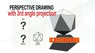 ICOSAHEDRON  HOW TO DRAW IN PERSPECTIVE AND 3RD ANGLE PROJECTION  IN ADOBE ILLUSTRATOR [upl. by Ayanal]