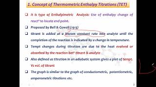 lecture17 Thermometric Enthalpy titrations TET [upl. by Ahsuatal]