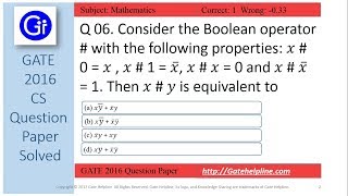 GATE 2016 CS Q6  Consider the Boolean operator   Then 𝑥  𝑦 is equivalent to [upl. by Grannie466]